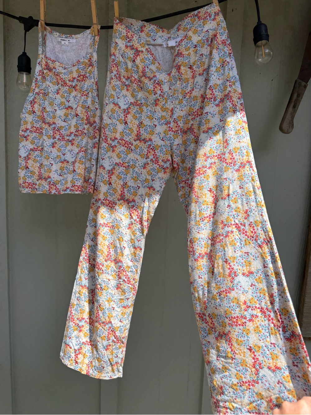 O'Neill Floral Wide-Leg Bottoms and Spaghetti Strap Top - Matching Set
